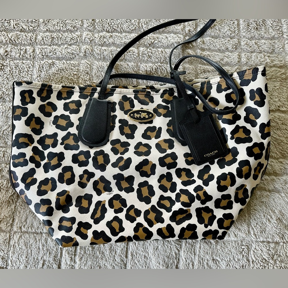 Coach Leopard Print Tote Purse & Wallet